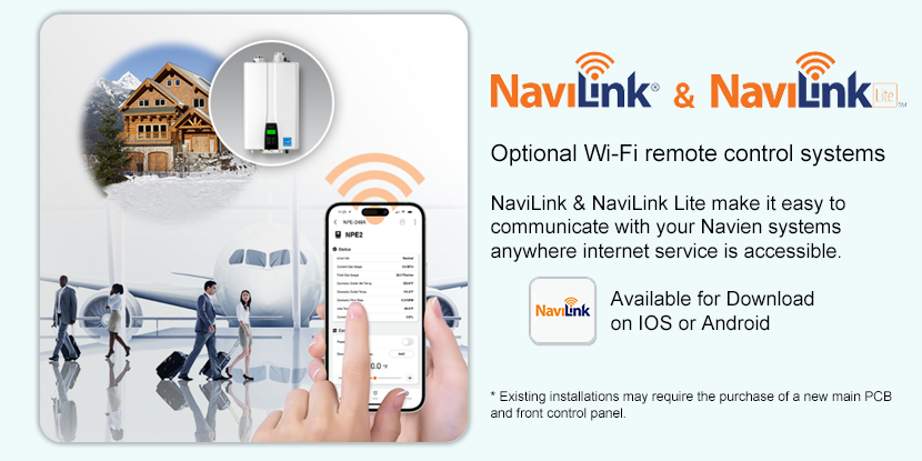 Navien Tankless Water Heaters NaviLink Wi-Fi remote control system