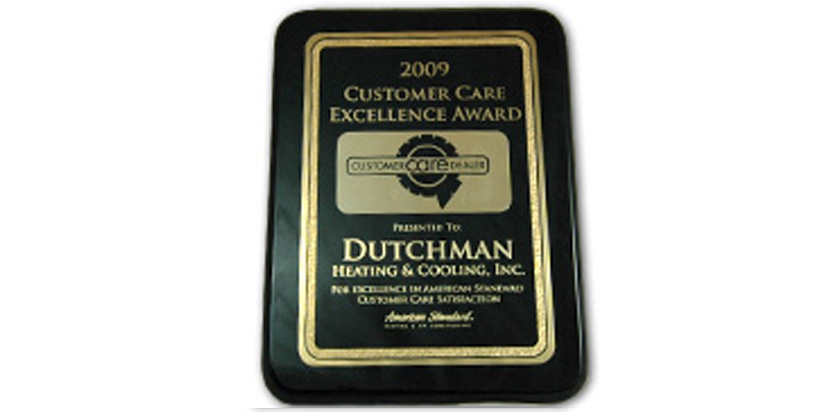 American Standard 2009 Customer Care Excellence Award
