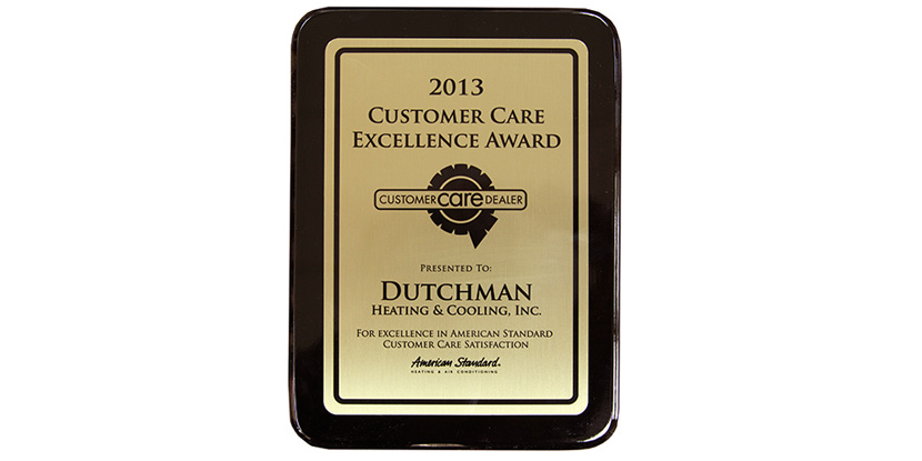 American Standard 2013 Customer Care Excellence Award